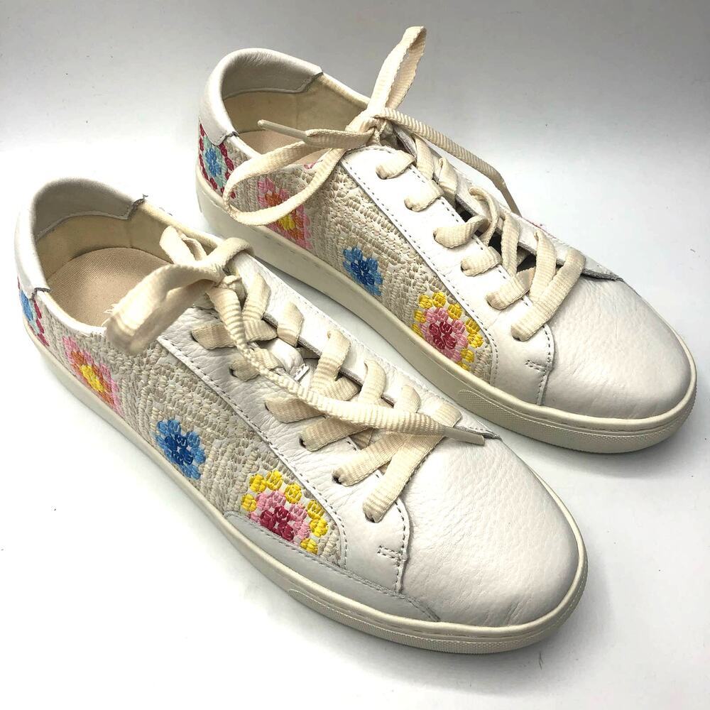 Soludos Ibiza Sweater Sneaker Lace Up White/ Multicolor Size US 8.5 - Picture 4 of 12